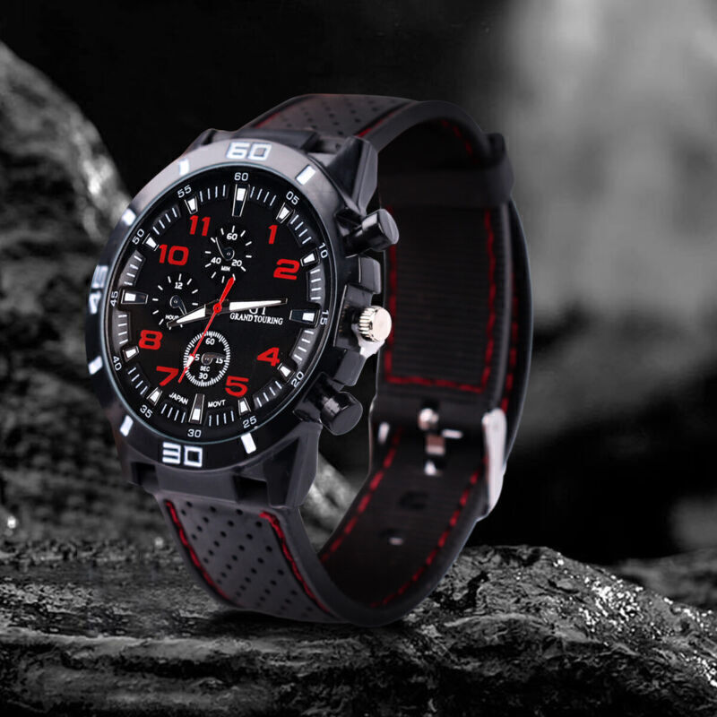 Men’s Military Watch Leather Date Quartz Analog Army Casual Dress Wrist Watches