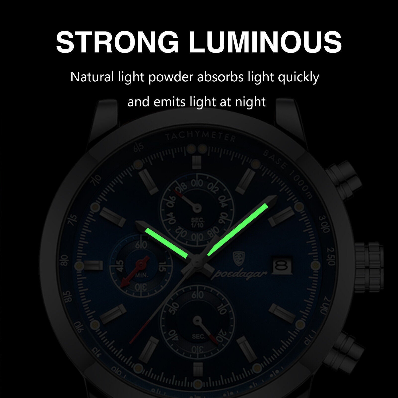 Mens Luxury Watch Waterproof Luminous Date Chronograph Leather Quartz Wristwatch