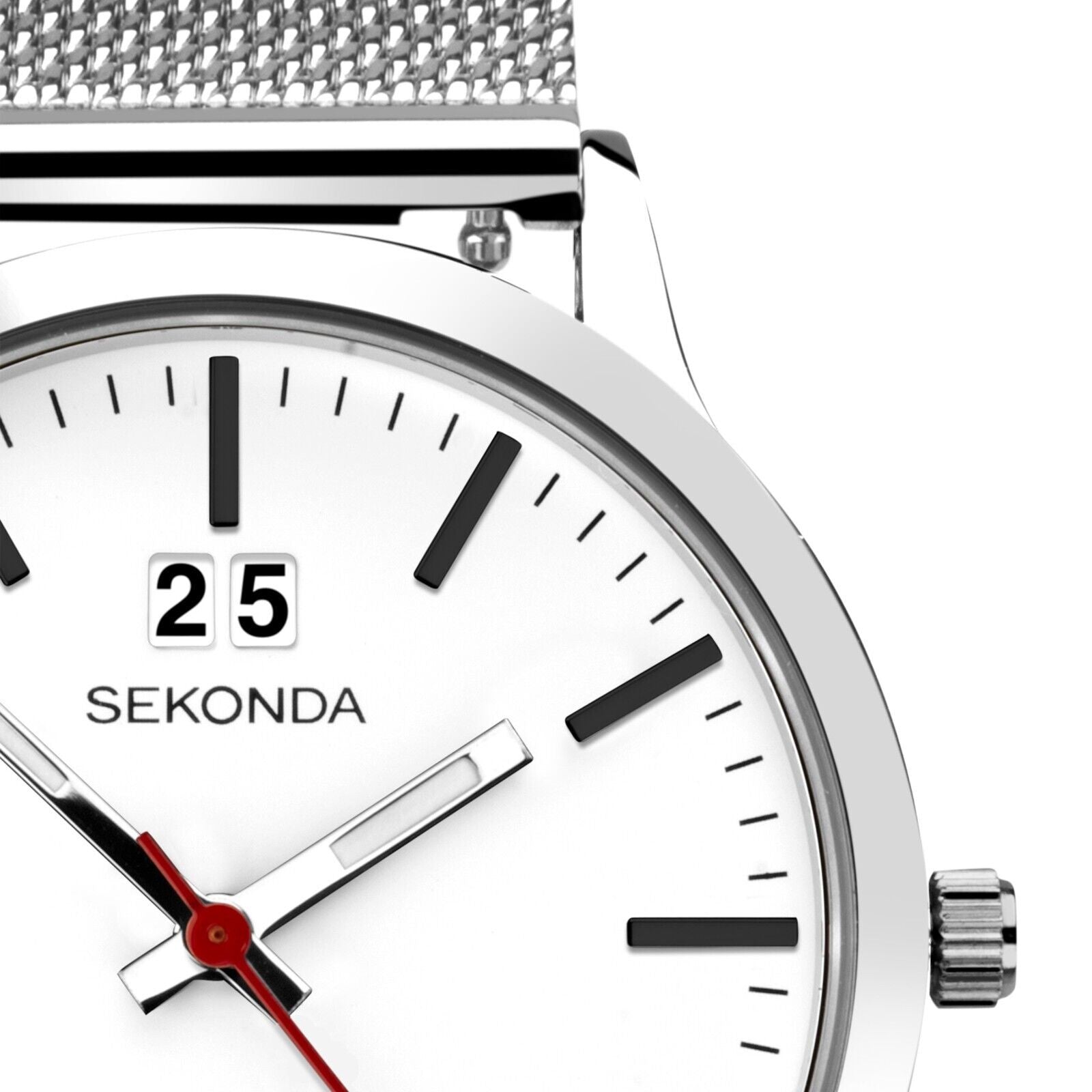 Sekonda Gents 40mm Nordic Silver Case and Strap Watch with White Dial Model 1940