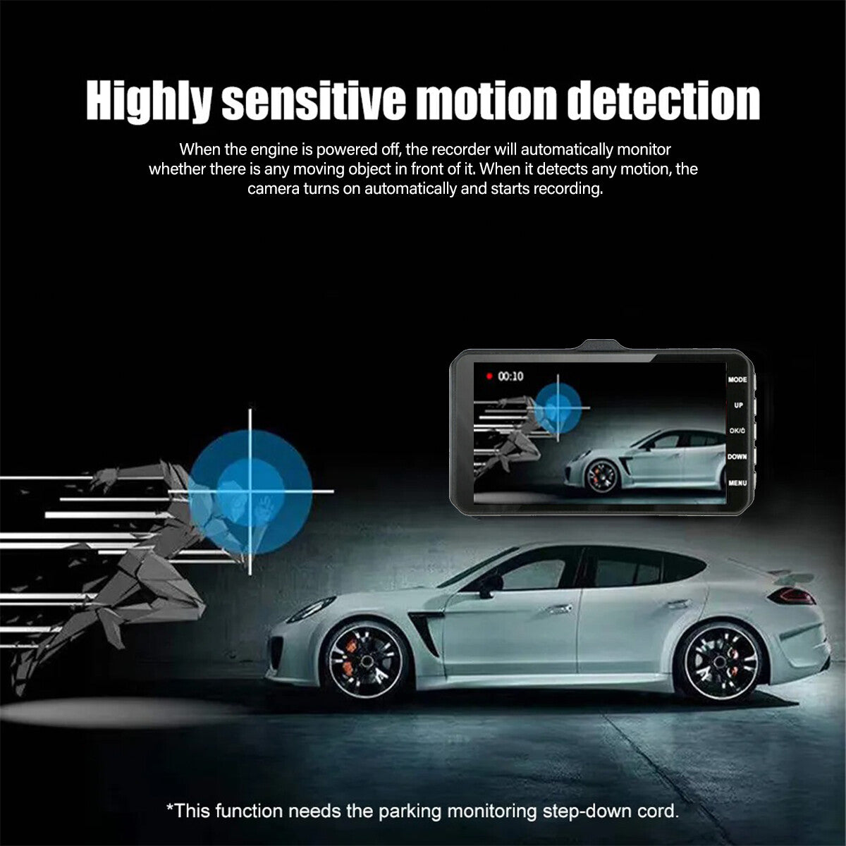 4" Dash Cam Pro Car Camera Recorder Dual Front and Rear HD 1080P Night + SD Card