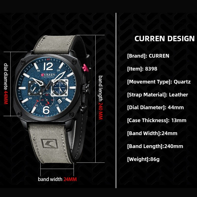 Luxury Men's Chronograph Date Quartz Luminous Waterproof Military Sports Watches
