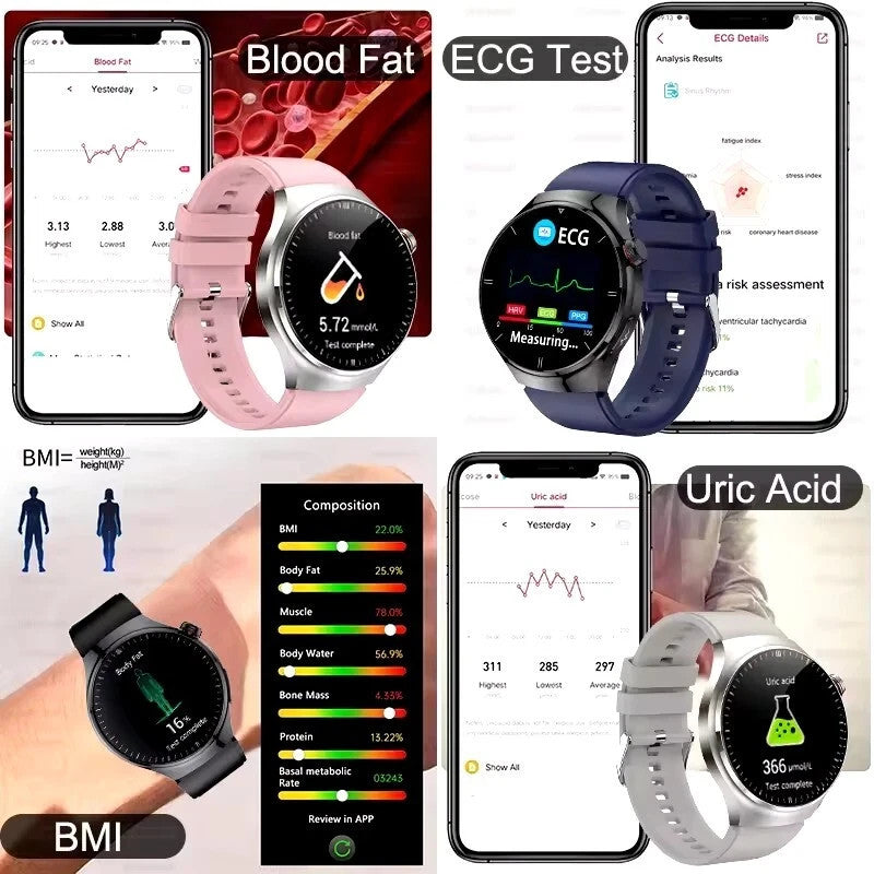 UK 2025 New Medical Grade Smart Watch Blood Pressure Oxygen Heart Rate Bluetooth