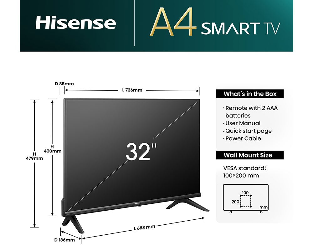 Hisense 32A4NTUK A4 32" LED HD Smart TV