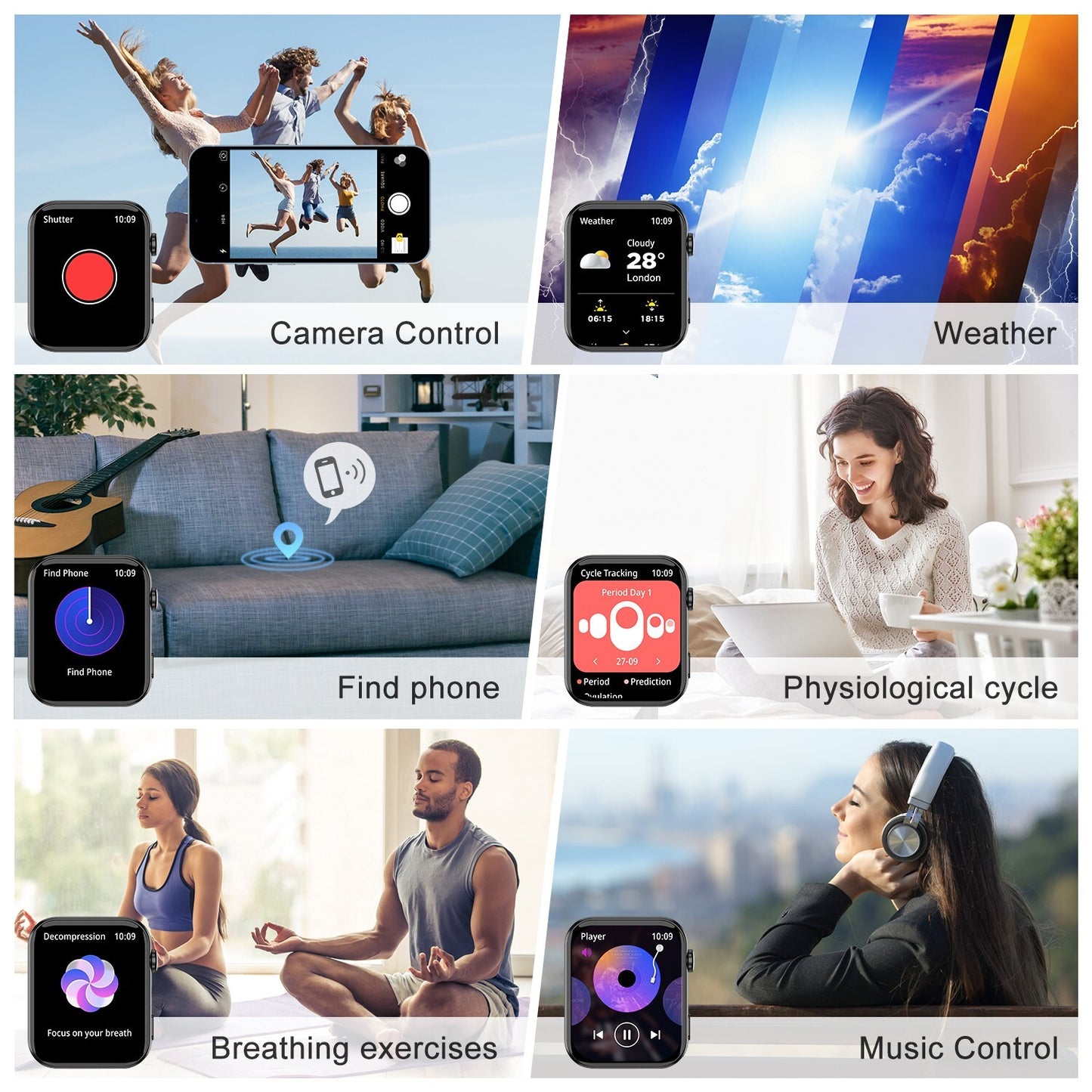 Smart Watch Bluetooth Calling Fitness Tracker Men Women  LED Flashlight Watches