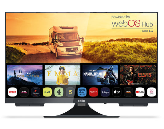 Cello 22 Inch Smart 12v 24v TV WiFi 1080p Freeview Play Bluetooth CARAVAN HGV TV