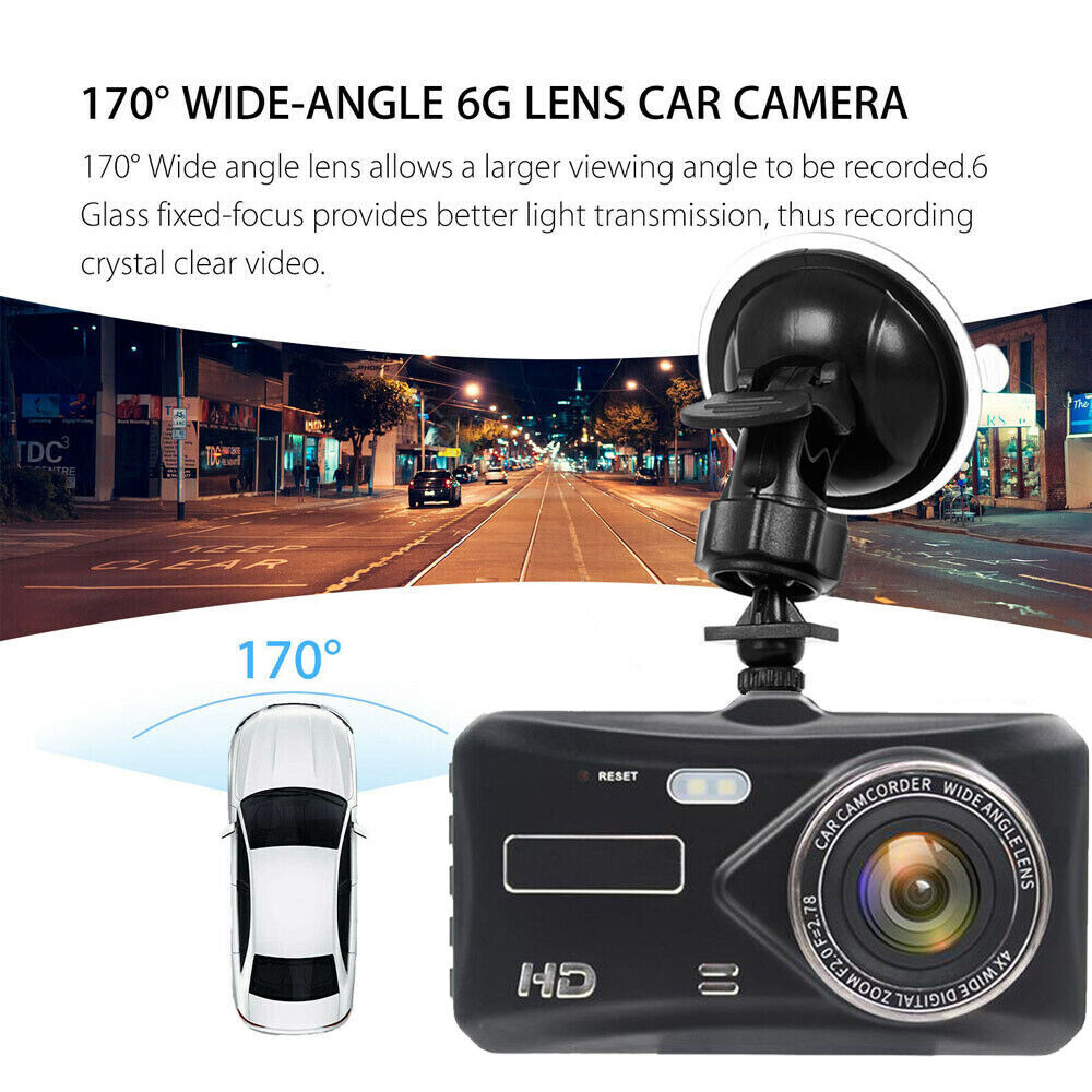 4" Dash Cam Pro Car Camera Recorder Dual Front and Rear HD 1080P Night Vision UK