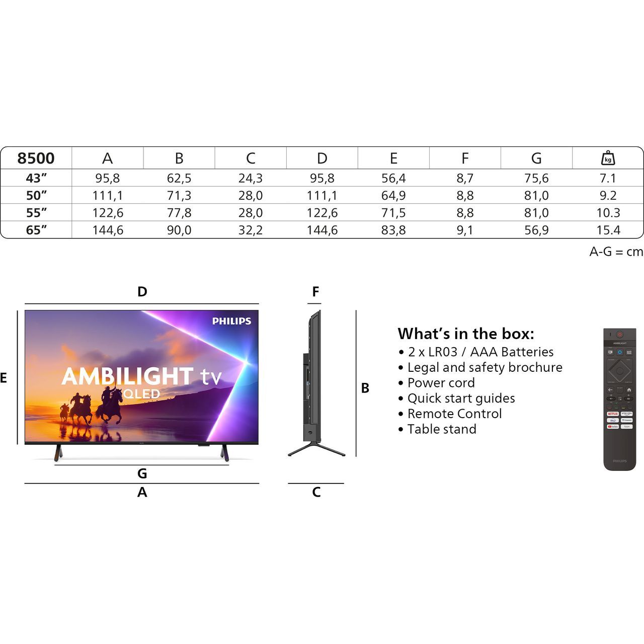 Philips TPVision 43PUS8500/05 43 Inch QLED 4K Ultra HD Smart Ambilight TV