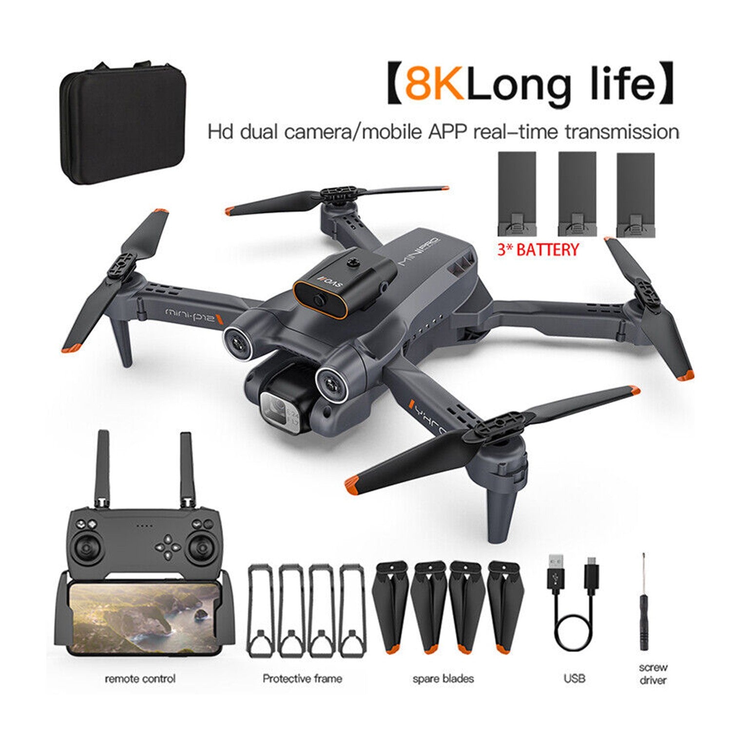 2025 Drone RC Drones Pro 4K HD Camera WIFI FPV Quadcopter Foldable Bag Gifts NEW
