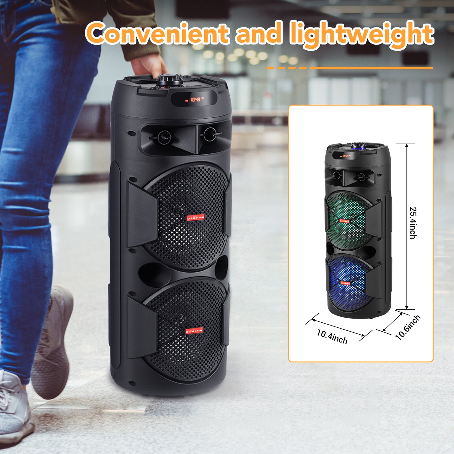 6000W Bluetooth Speaker Portable Dual Sub Woofer Heavy Bass Party DJ System Mic