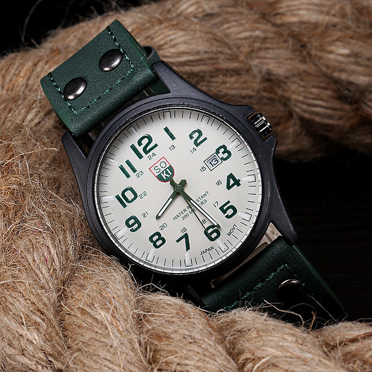 Men’s Military Leather Date Quartz Analog Army Casual Dress Wrist Watches UK