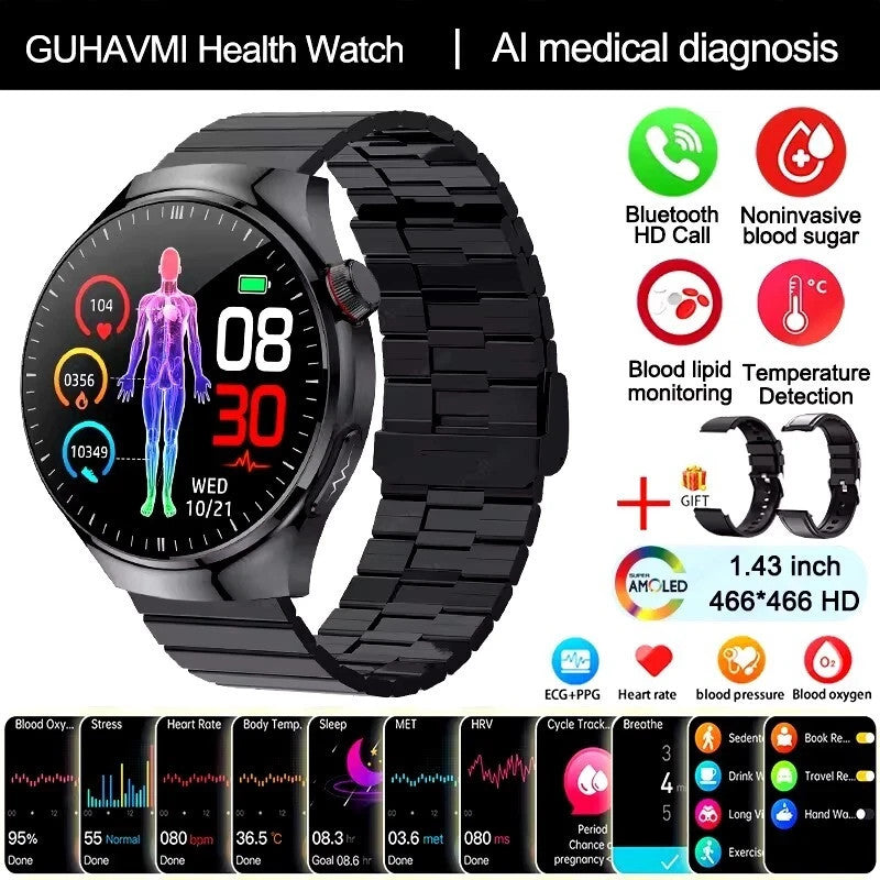 UK 2025 New Medical Grade Smart Watch Blood Pressure Oxygen Heart Rate Bluetooth