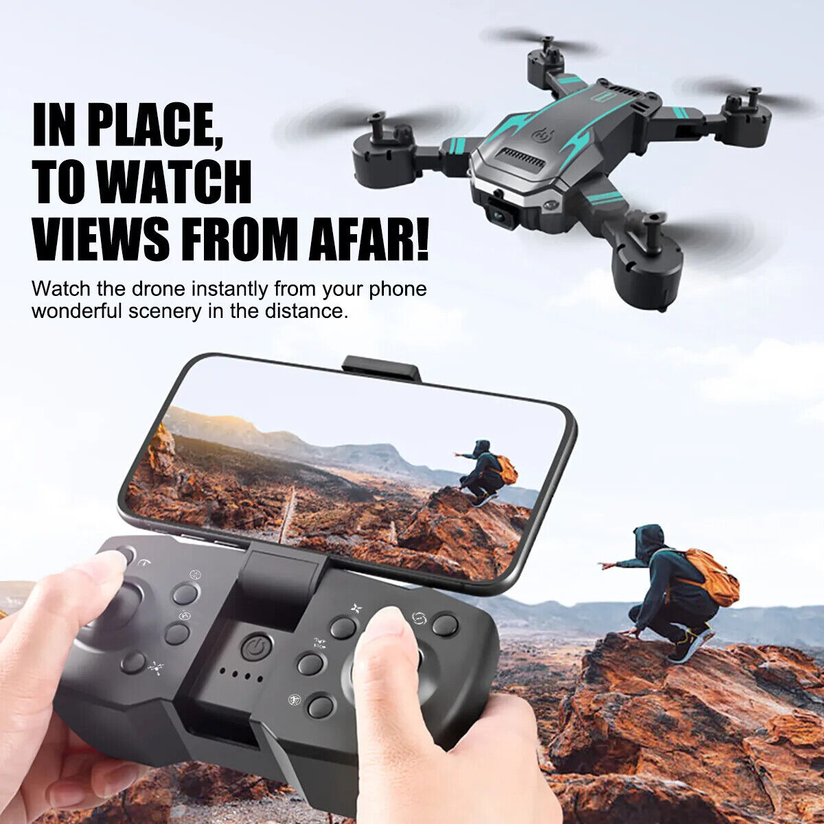 8K HD Drone Dual Camera WIFI FPV GPS Foldable Selfie RC Quadcopter +4 Batteries