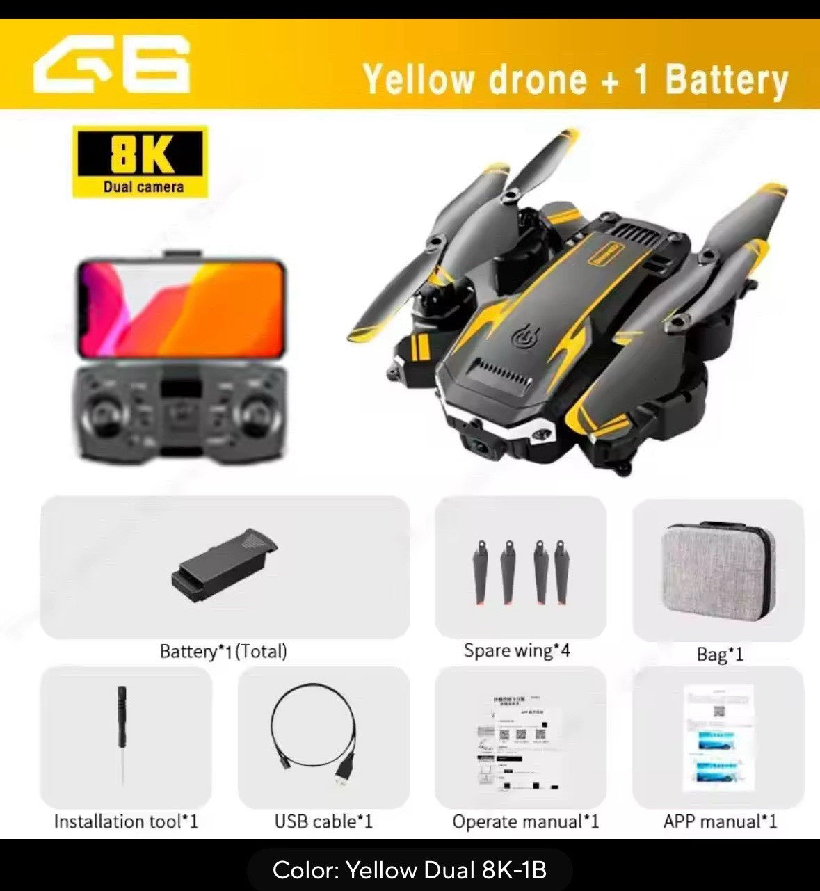 G6 8K HD Drone 5G GPS WiFi FPV Quadcopter with camera auto return obstacle avoid