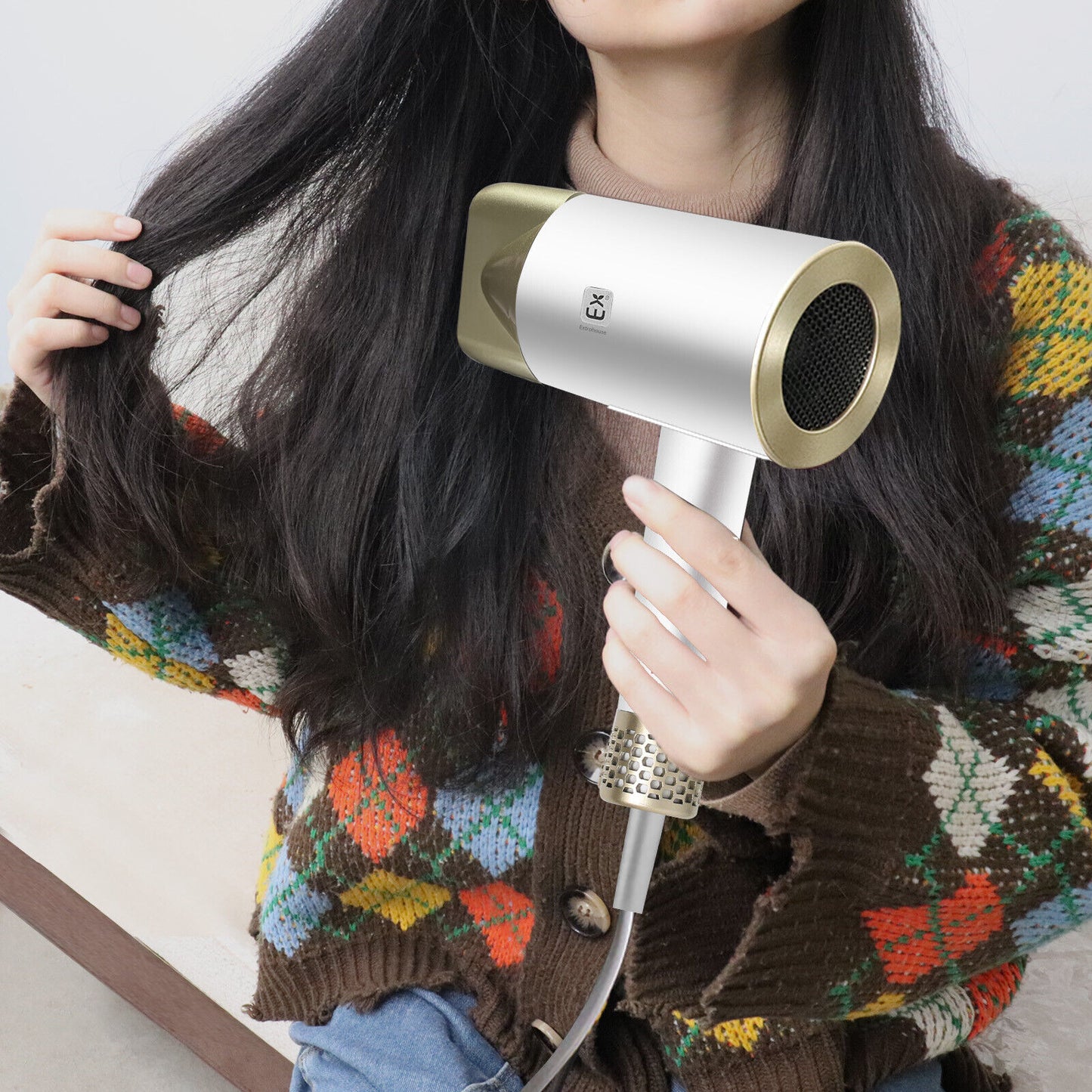 Professional Hair Dryer with Diffuser Household Fast Dry Electric Hairdryer UK