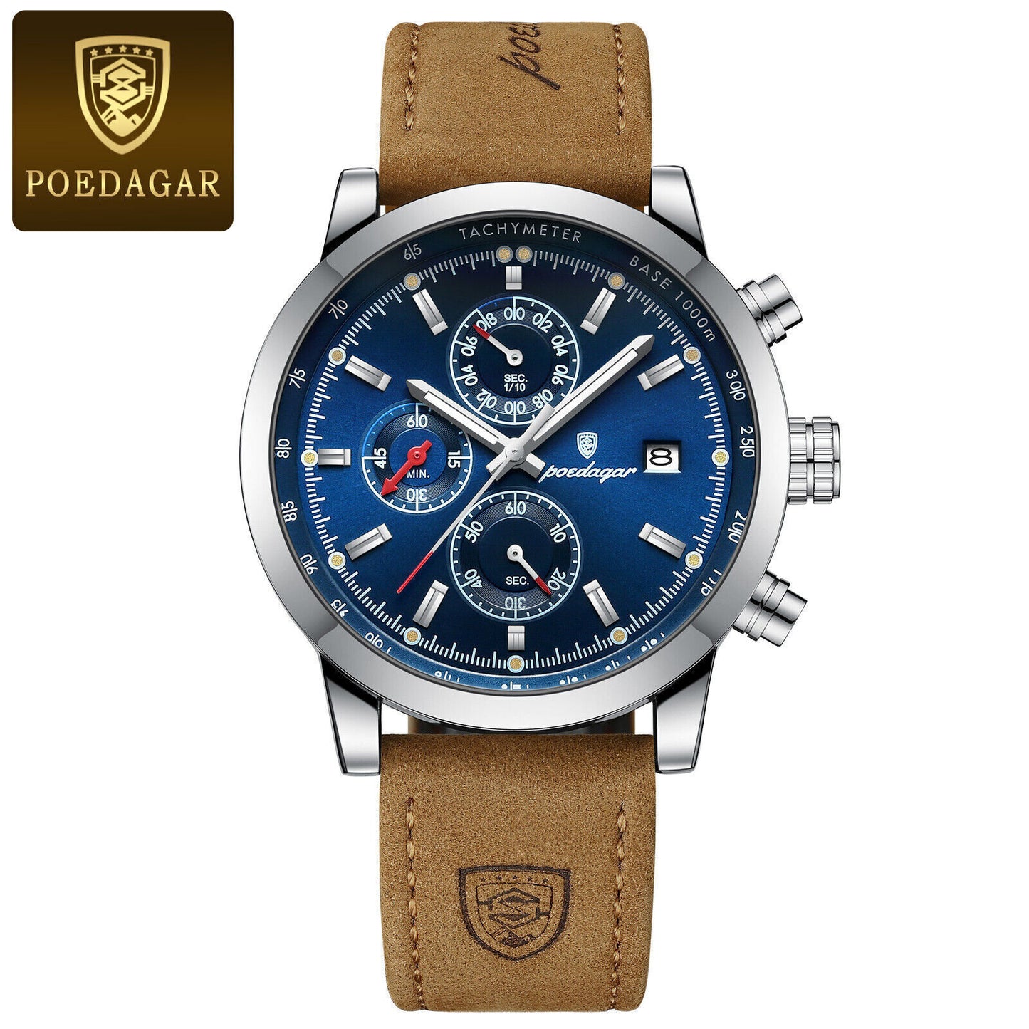 Mens Luxury Watch Waterproof Luminous Date Chronograph Leather Quartz Wristwatch