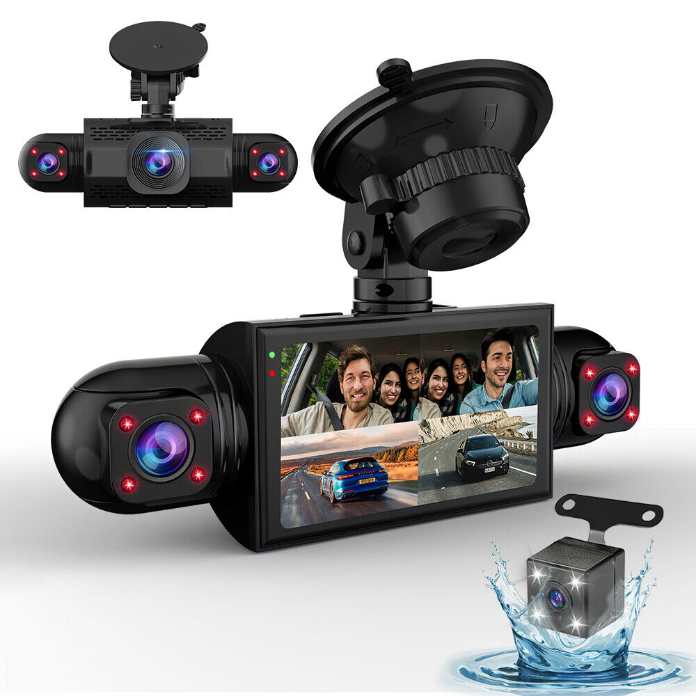 360° 4 Channel Dash Cam 1080P 4 Lens Front Rear Inside Driving Recorder G-Sensor