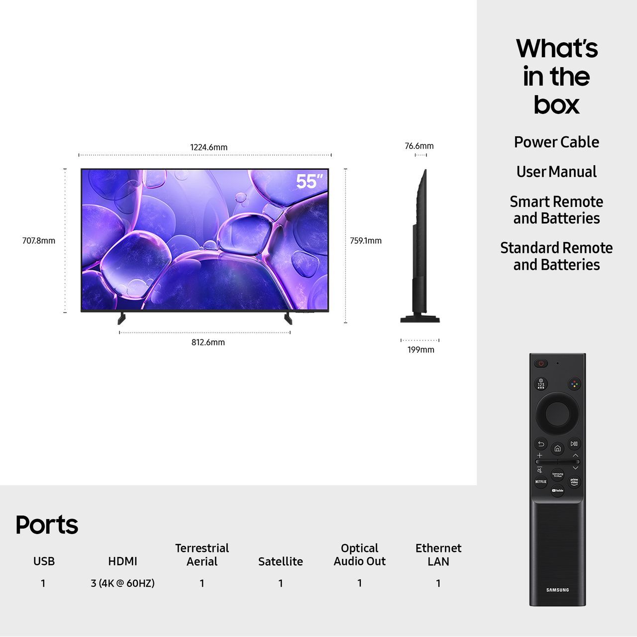 Samsung UE55U8000F 55 Inch LED 4K Ultra HD Smart TV Bluetooth WiFi