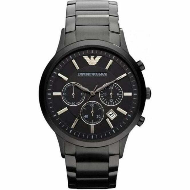 EMPORIO ARMANI AR2453 MENS BLACK CHRONOGRAPH WATCH - NEW - WARRNTY - CERTIFICATE