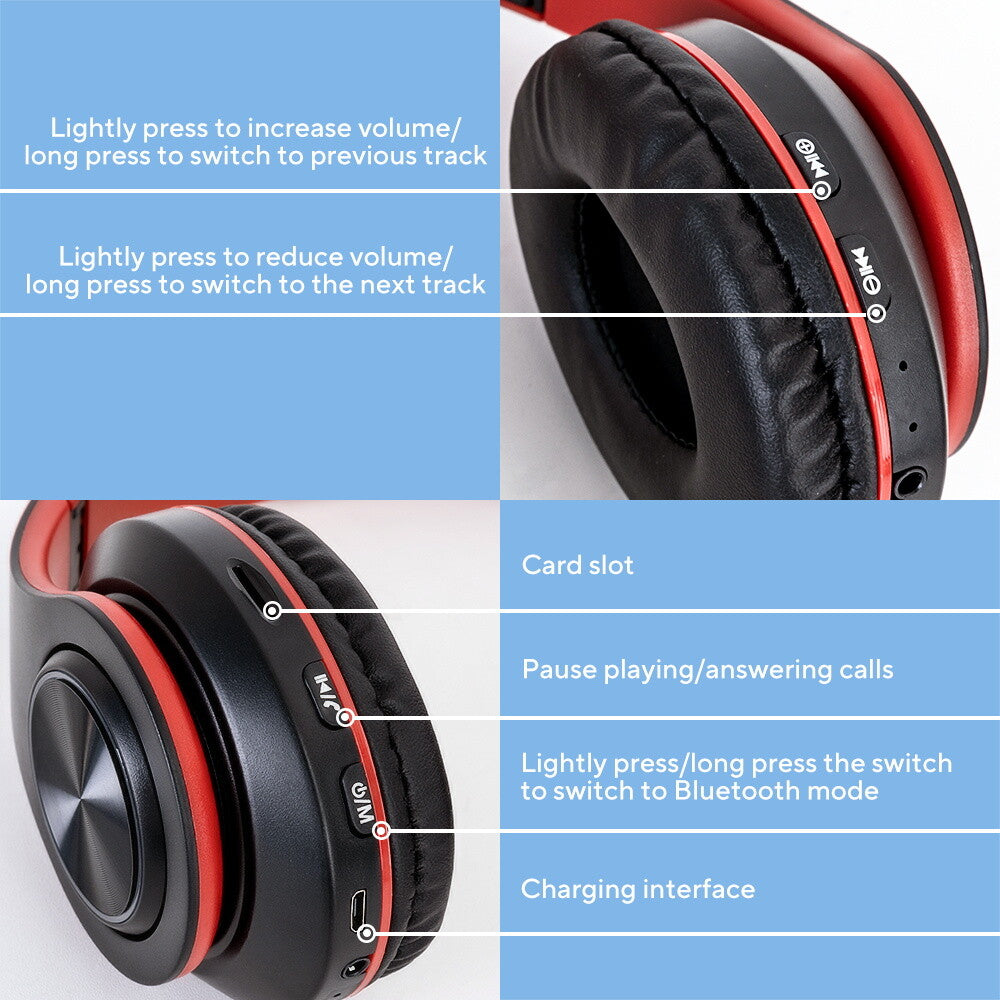 Wireless Bluetooth Headphones with Noise Cancelling Stereo Over-Ear Earphones UK