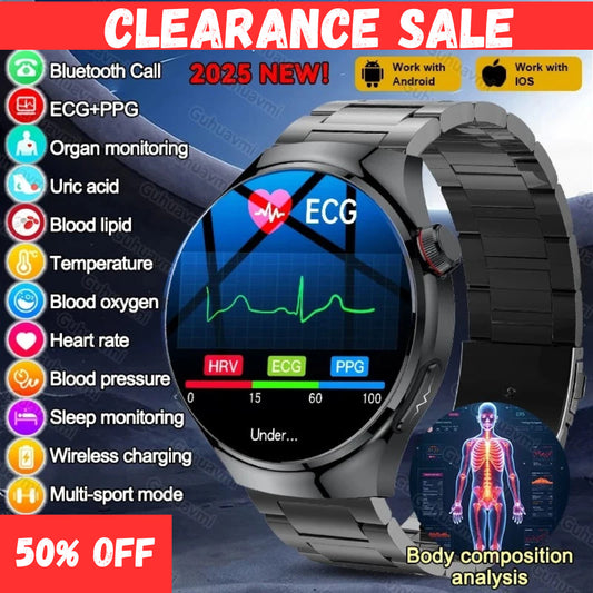 UK 2025 New Medical Grade Smart Watch Blood Pressure Oxygen Heart Rate Bluetooth