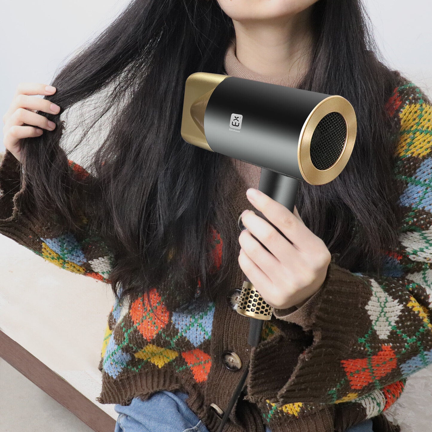 Professional Hair Dryer with Diffuser Household Fast Dry Electric Hairdryer UK