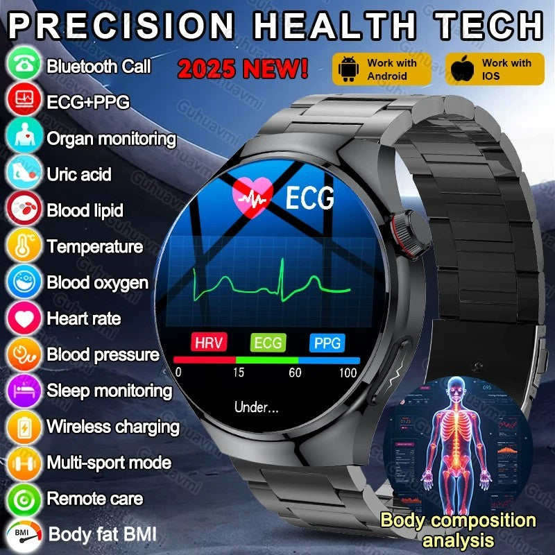 UK 2025 New Medical Grade Smart Watch Blood Pressure Oxygen Heart Rate Bluetooth