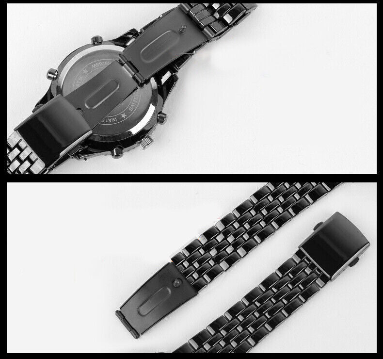 Luxury Mens Analogue Digital LED Stainless Steel Waterproof Military Sport Watch